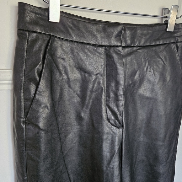 Oak + Fort black faux leather side slit pants - Picture 3 of 9